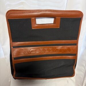 YVES SAINT LAURENT YSL Black & Brown Square Bag w/Cut Out Handle